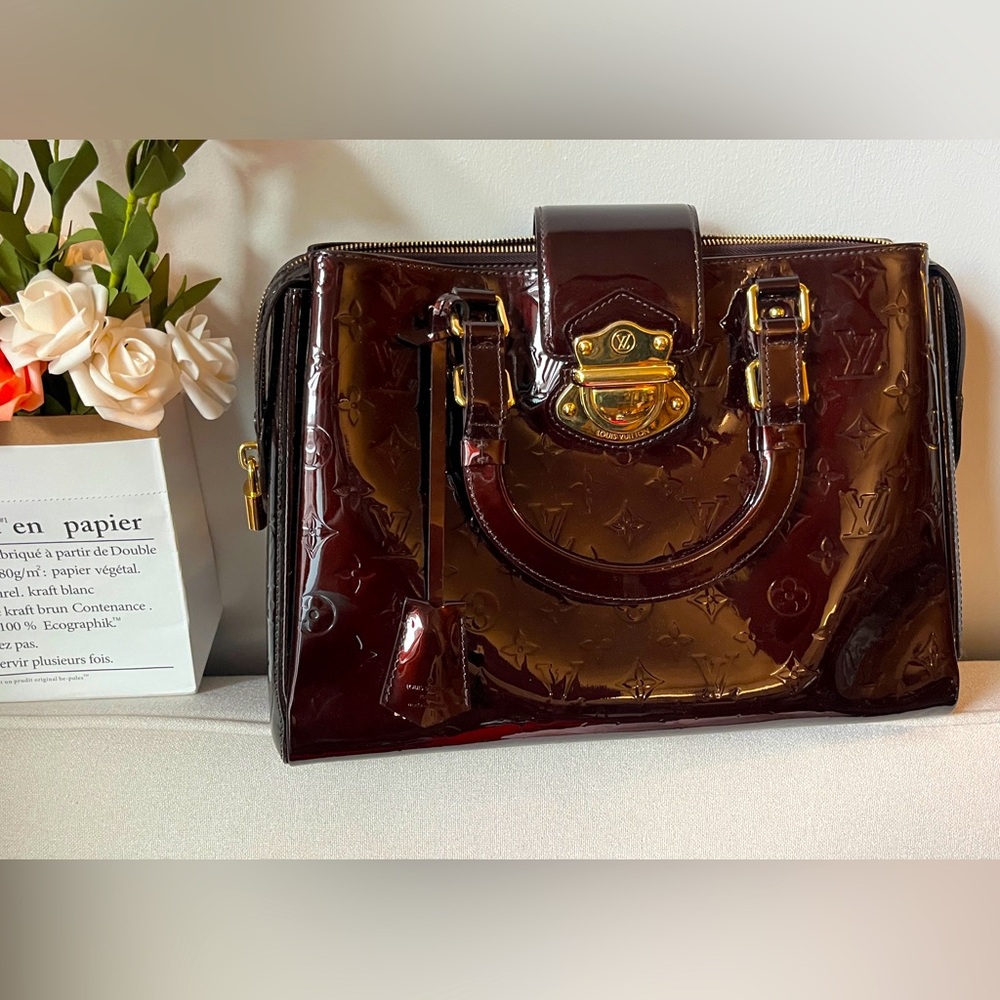 Louis Vuitton Brown and Gold Satchel with Timeless Elegance